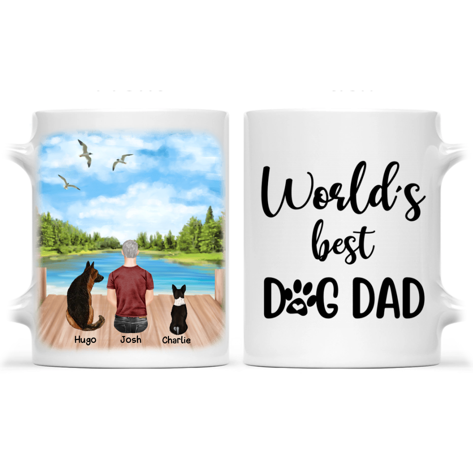 Tasse für Hundepapa – Tasse für beste Freunde – Personalisierter Hundepapa für bis zu 4 Hunde