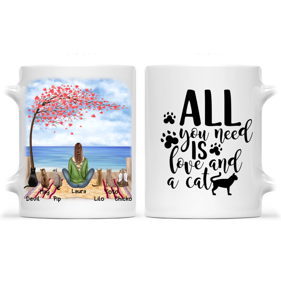 Katzenmama-Tasse - Personalisierte Katzenmama-Tasse - Bis zu 6 Katzen