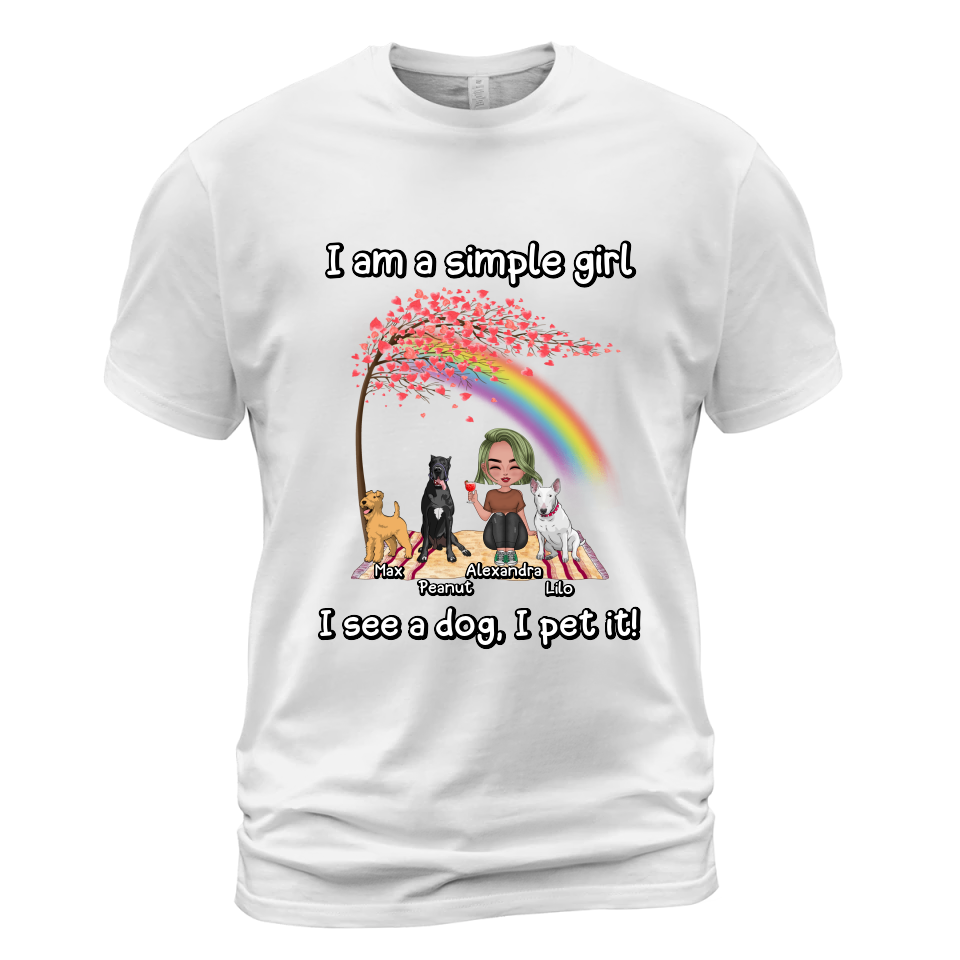 Personalisiertes Hundemama T-Shirt - Ich bin ein einfaches Mädchen T-Shirt - Hundemama T-Shirt