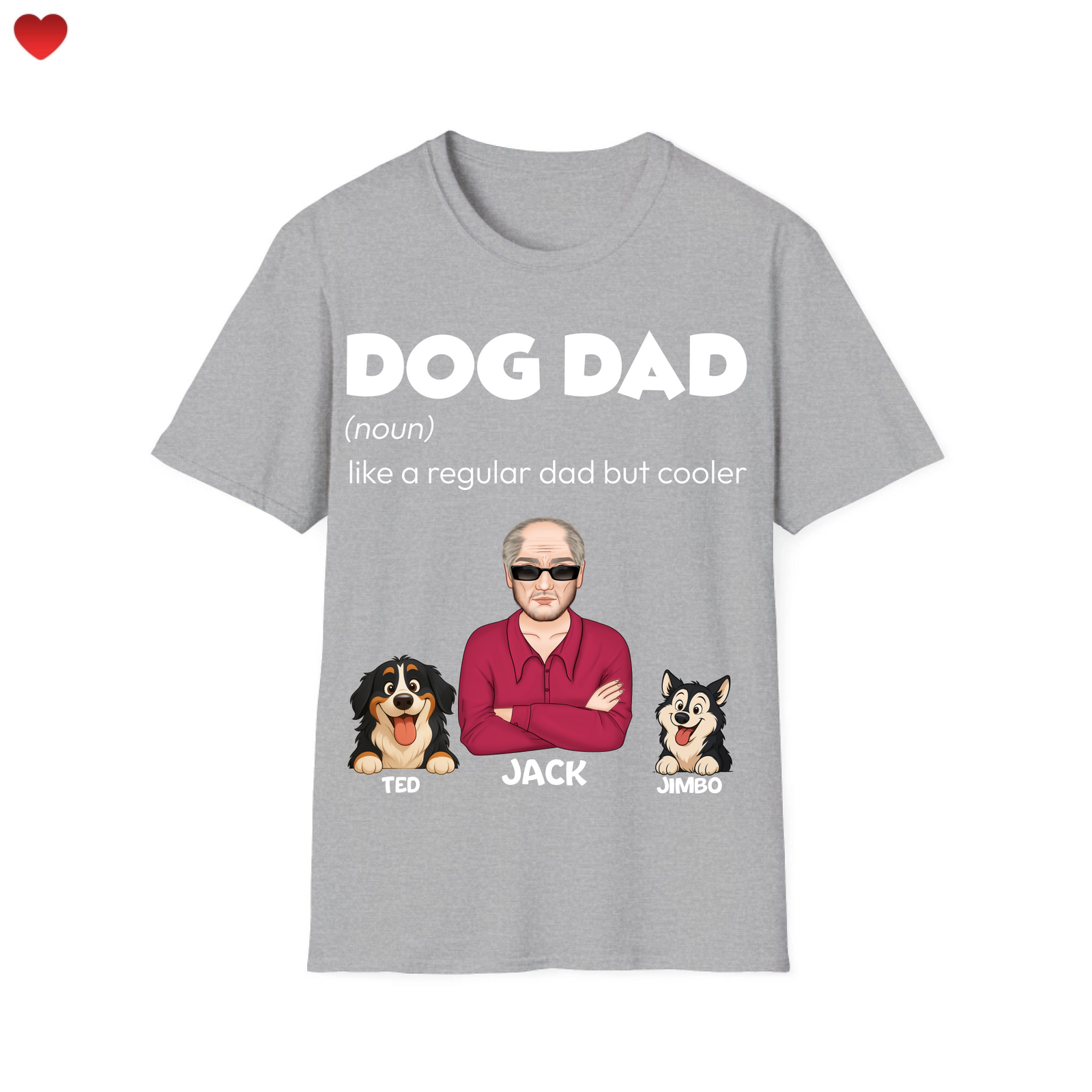 T-shirt « Dad Dog » - Jusqu'à 8 chiens - T-shirt personnalisé