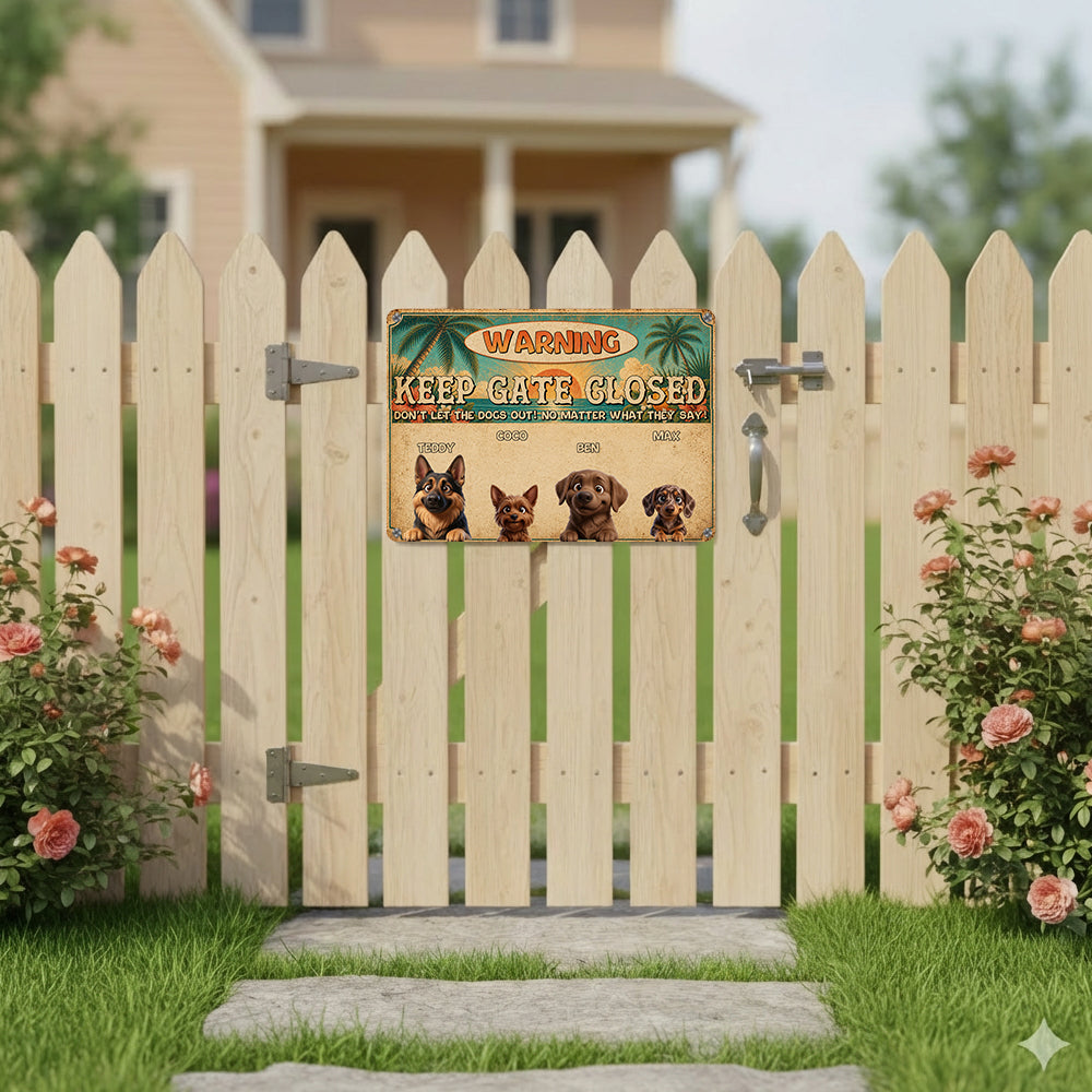 Personalized Don't Let The Dogs Out Metal Sign