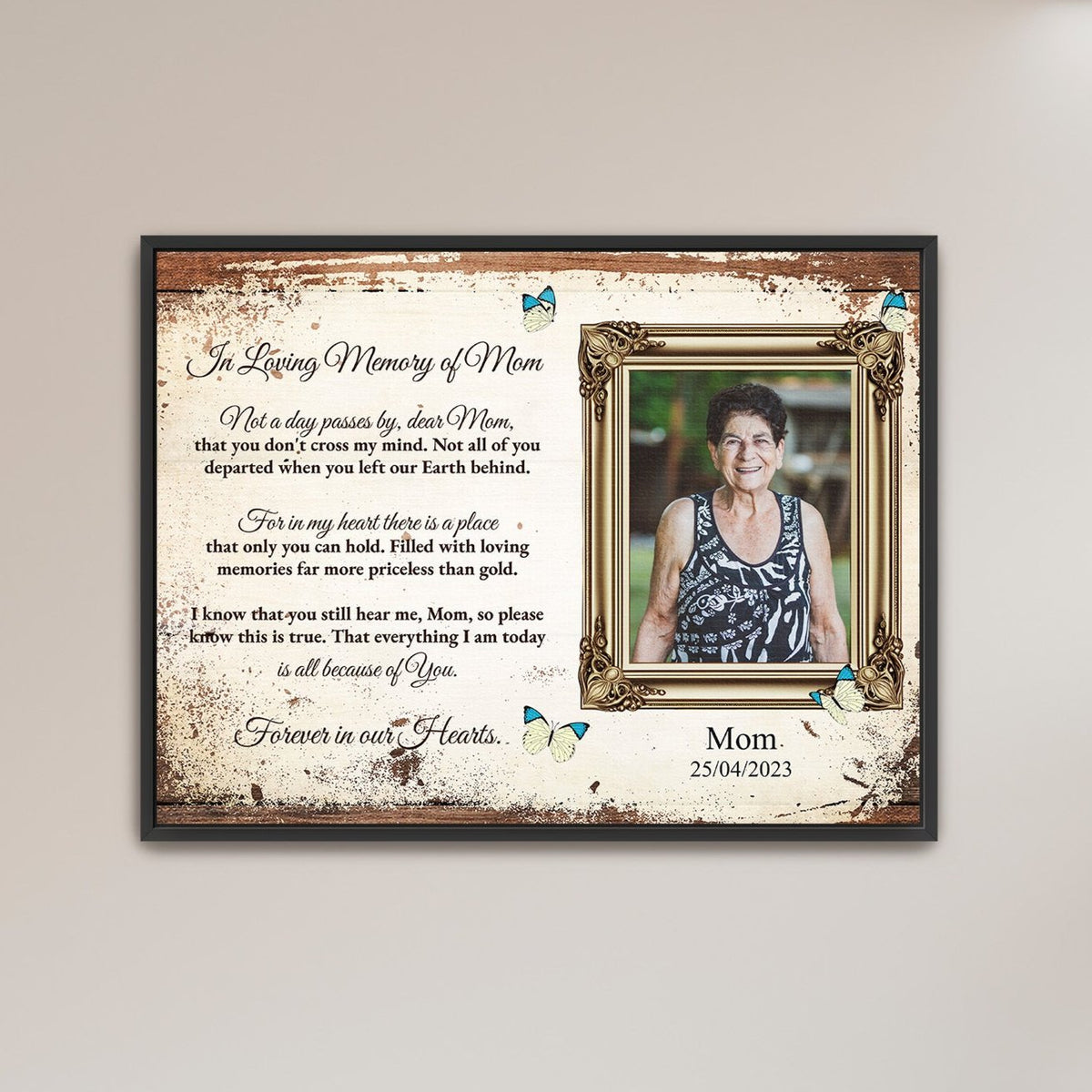 Gedenkleinwand für Mama/Papa – Foto hochladen – LoveOnPrints Gedenkleinwand – Personalisierte Gedenkleinwand-Dekoration