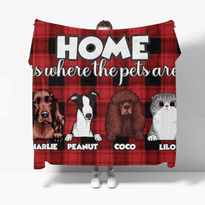 Personalized Pet Blanket - Up to 7 Pets - Home is where the pets are Blanket