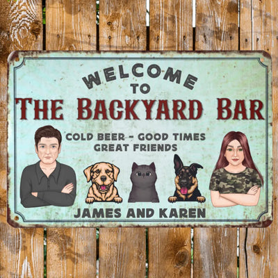 Personalized Metal Sign - Backyard Decoration - People and Pets Metal Sign