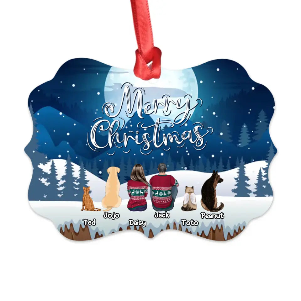 Pelz-Familien-Ornament - Personalisiertes Haustierbesitzer-Ornament - Ornament mit Menschen und Haustieren