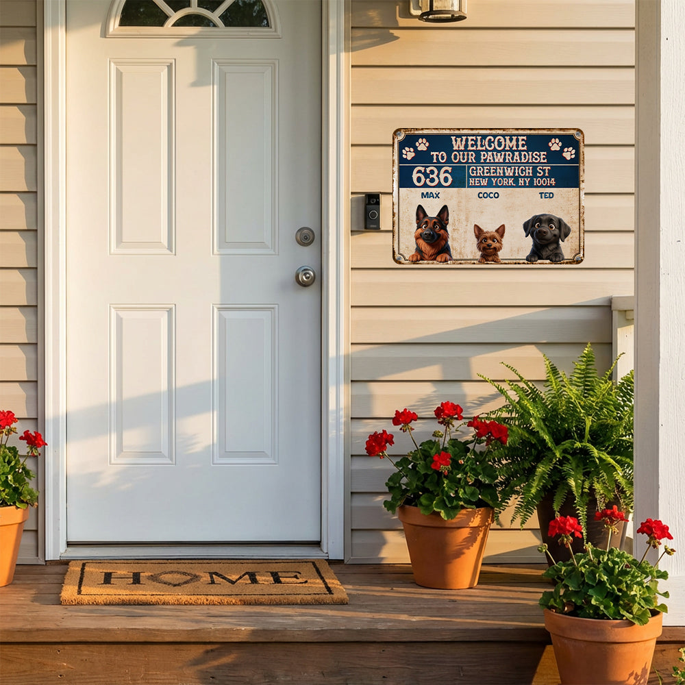 Personalized Peeking Dogs Metal Sign