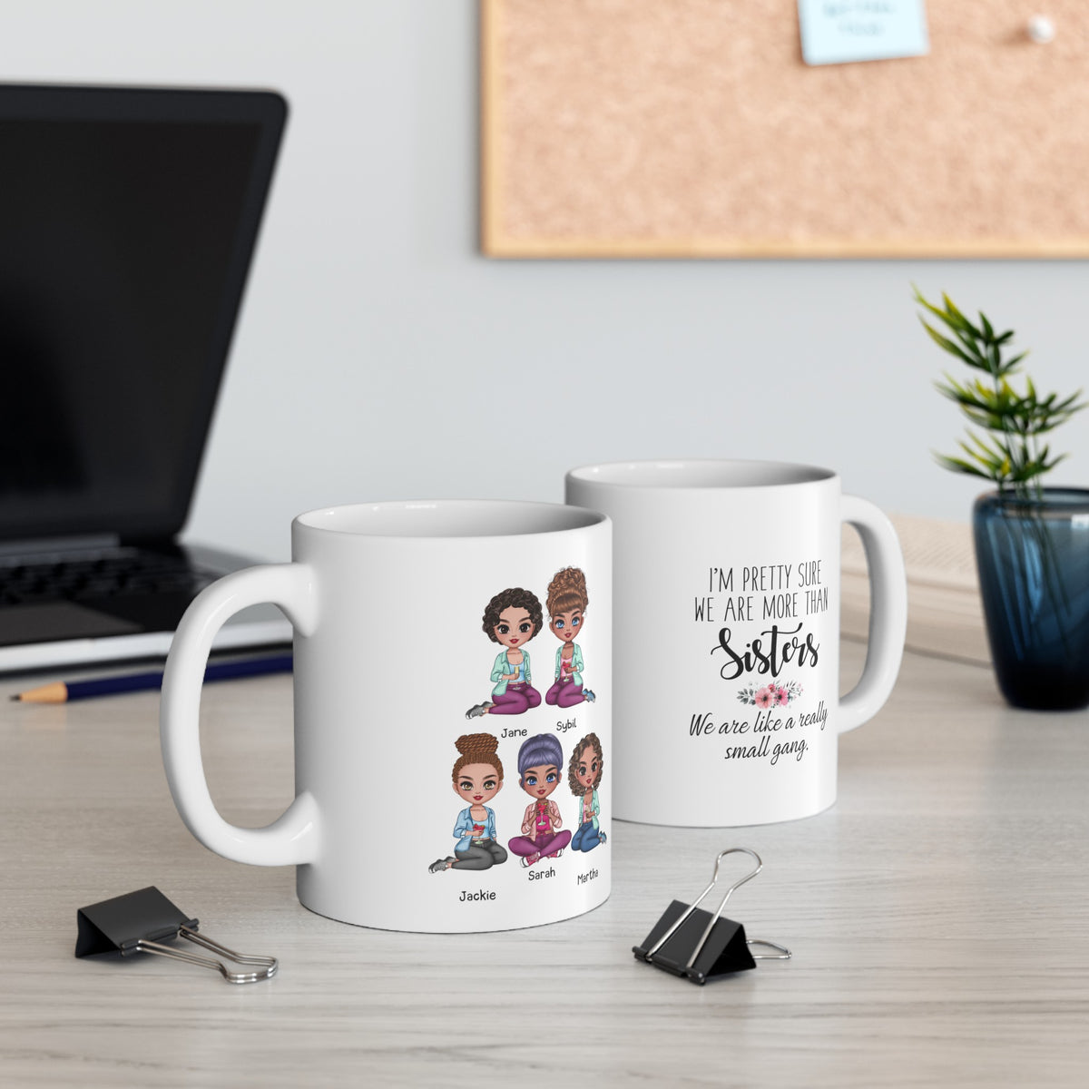 Personalisierte Tasse für Schwestern/Freundinnen – bis zu 9 Frauen – Geschenk für die Schwester