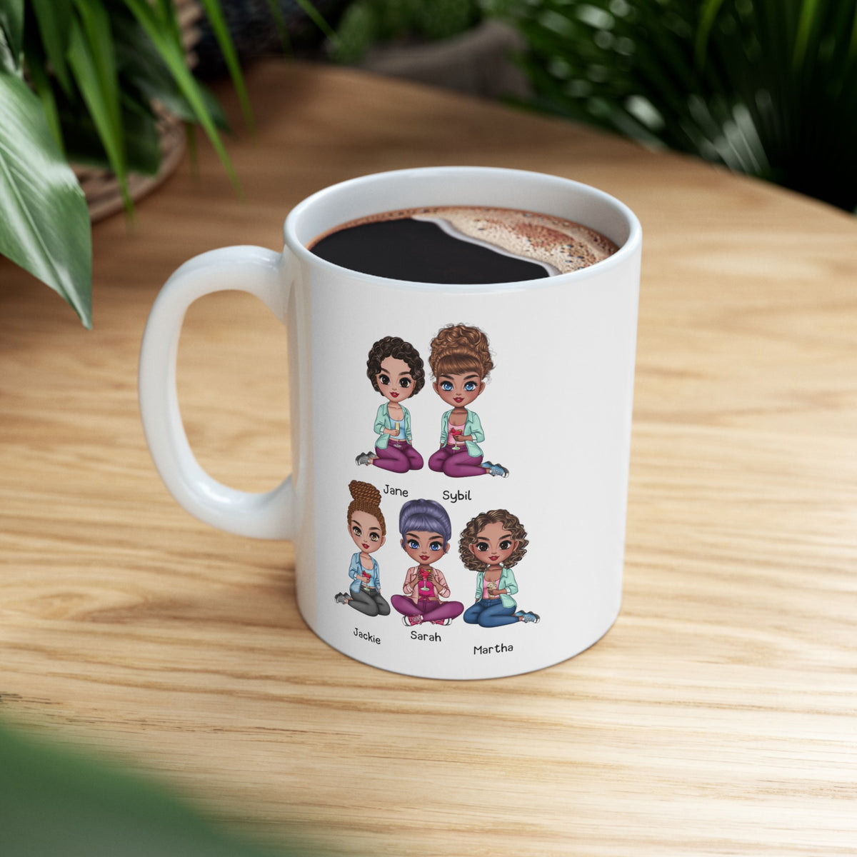Personalisierte Tasse für Schwestern/Freundinnen – bis zu 9 Frauen – Geschenk für die Schwester