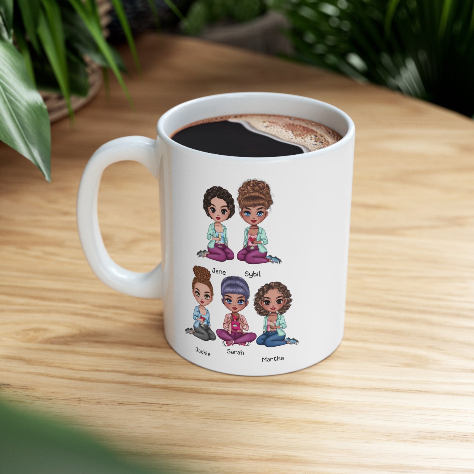 Personalisierte Tasse für Schwestern/Freundinnen – bis zu 9 Frauen – Geschenk für die Schwester