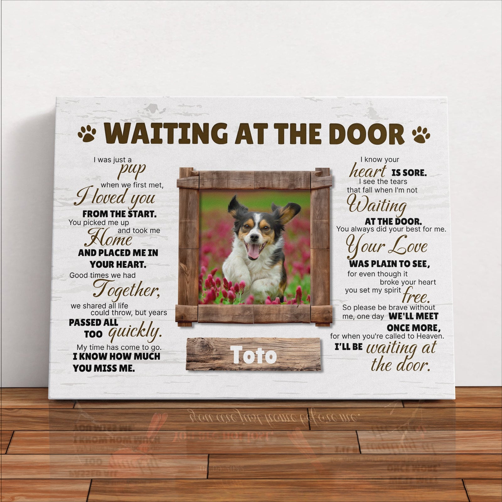 Waiting at the Door Pet Memorial Canvas – Personalized Dog or Cat Photo Frame, Loss of Pet Gift, Sympathy Wall Art