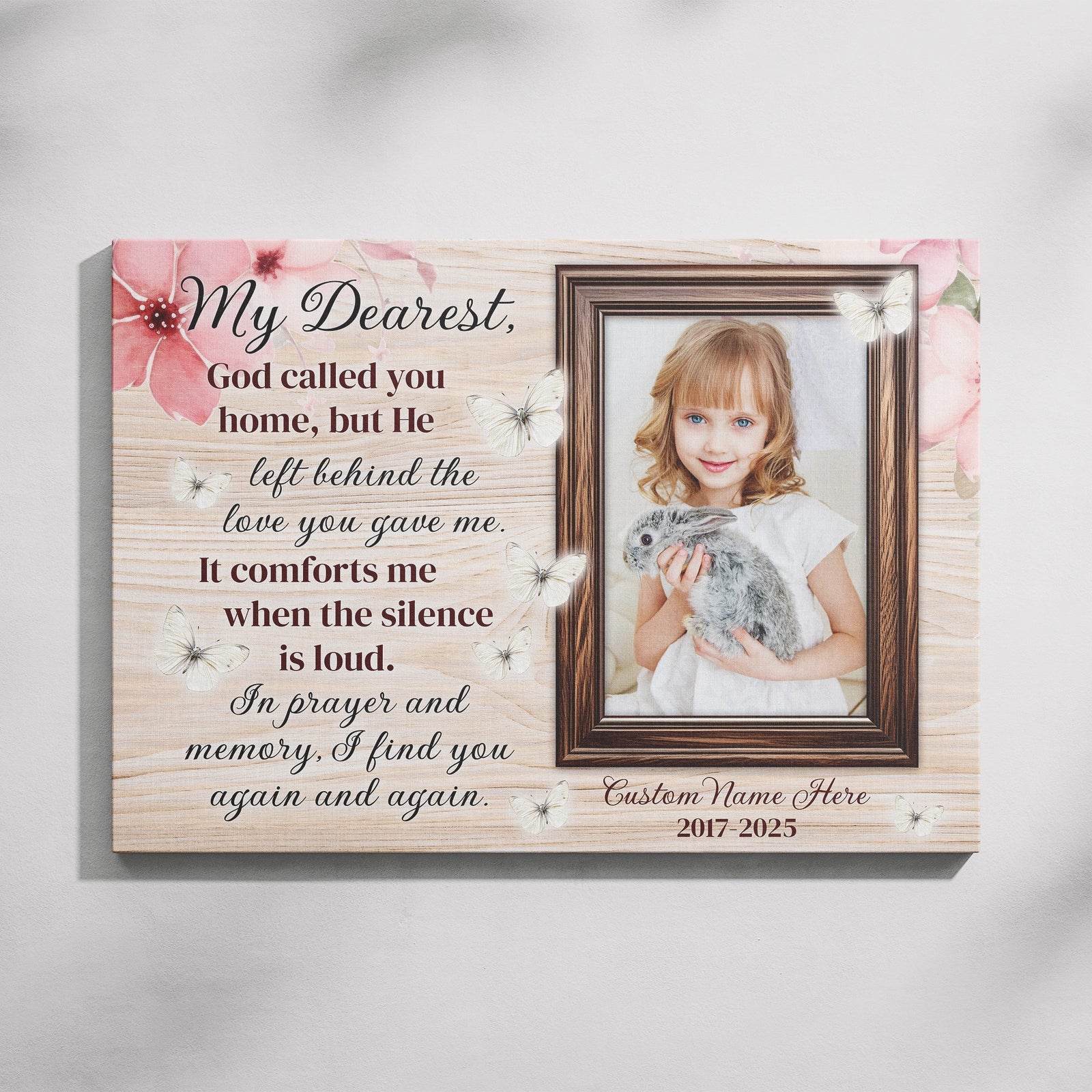 Personalized Memorial Canvas – In Loving Memory Photo Gift with Name & Date