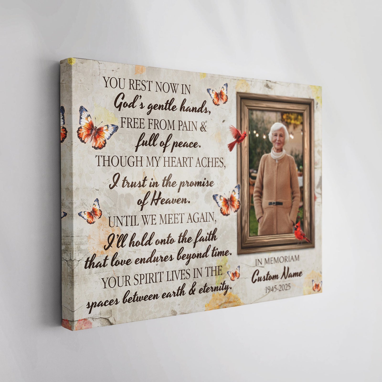 Personalized Memorial Canvas – ‘Promise of Heaven’ Tribute with Photo & Name