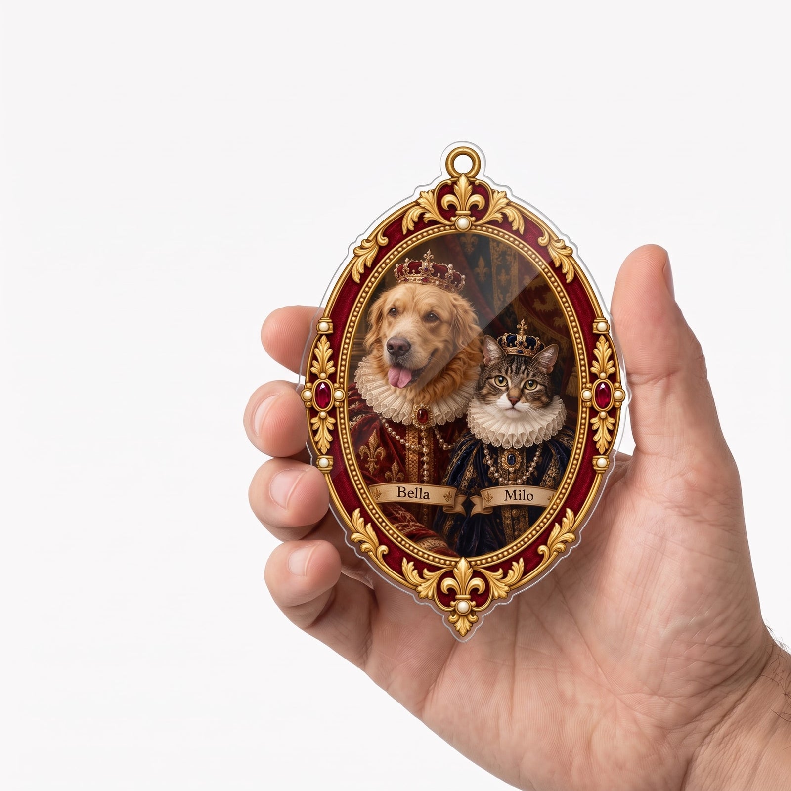 Personalized angel photo ornament held in a hand