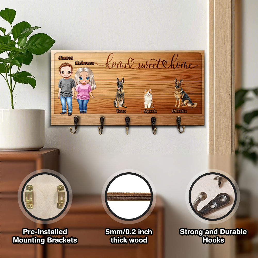 Porte-clés personnalisé avec personnages et animaux - Porte-clés - Cadeau familial personnalisé - Jusqu'à 5 animaux