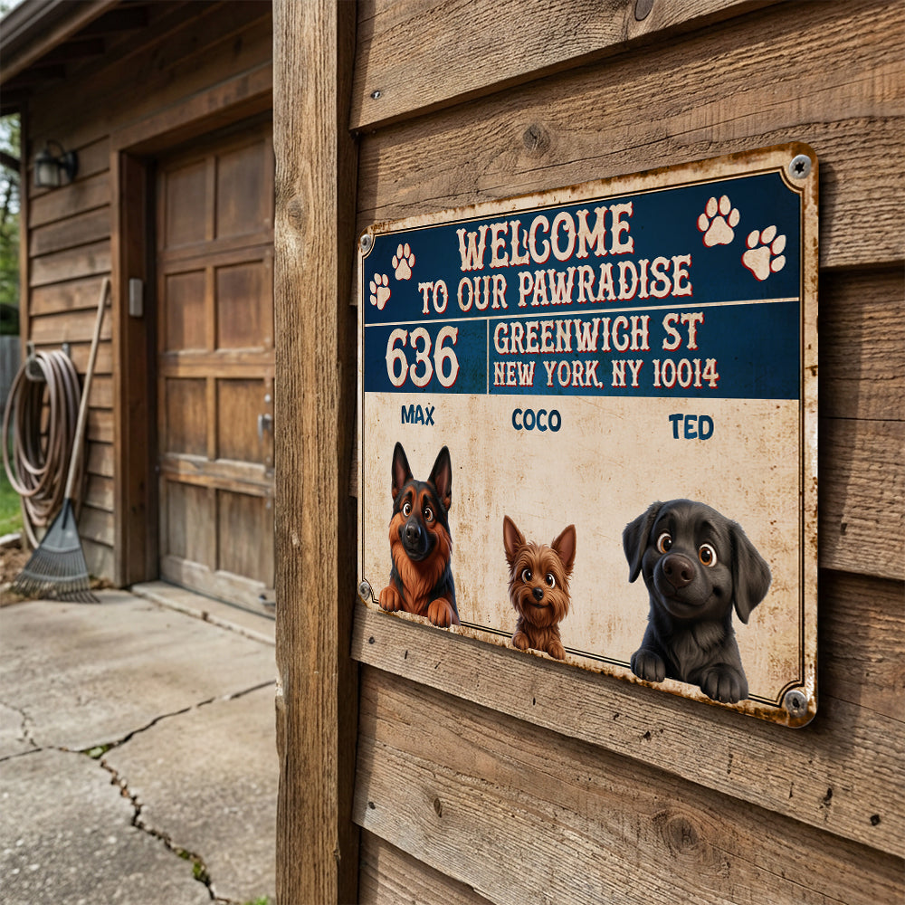 Personalized Peeking Dogs Metal Sign