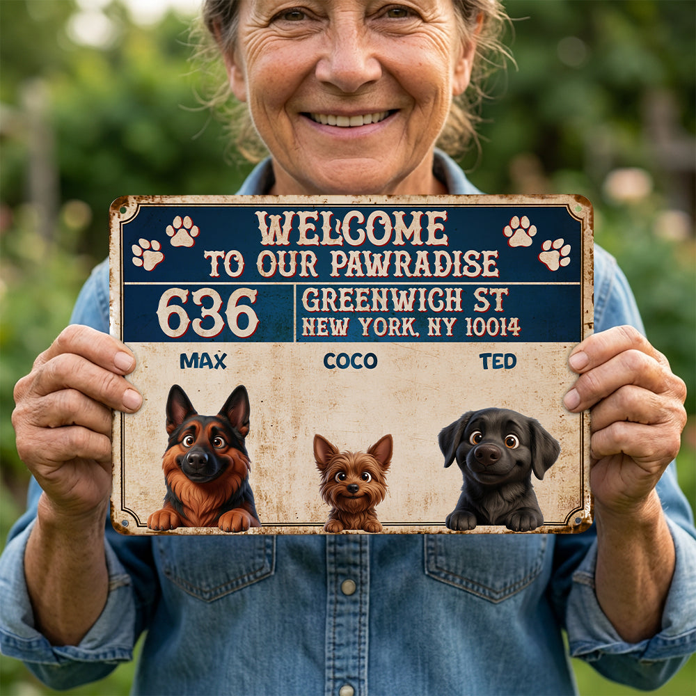 Personalized Peeking Dogs Metal Sign