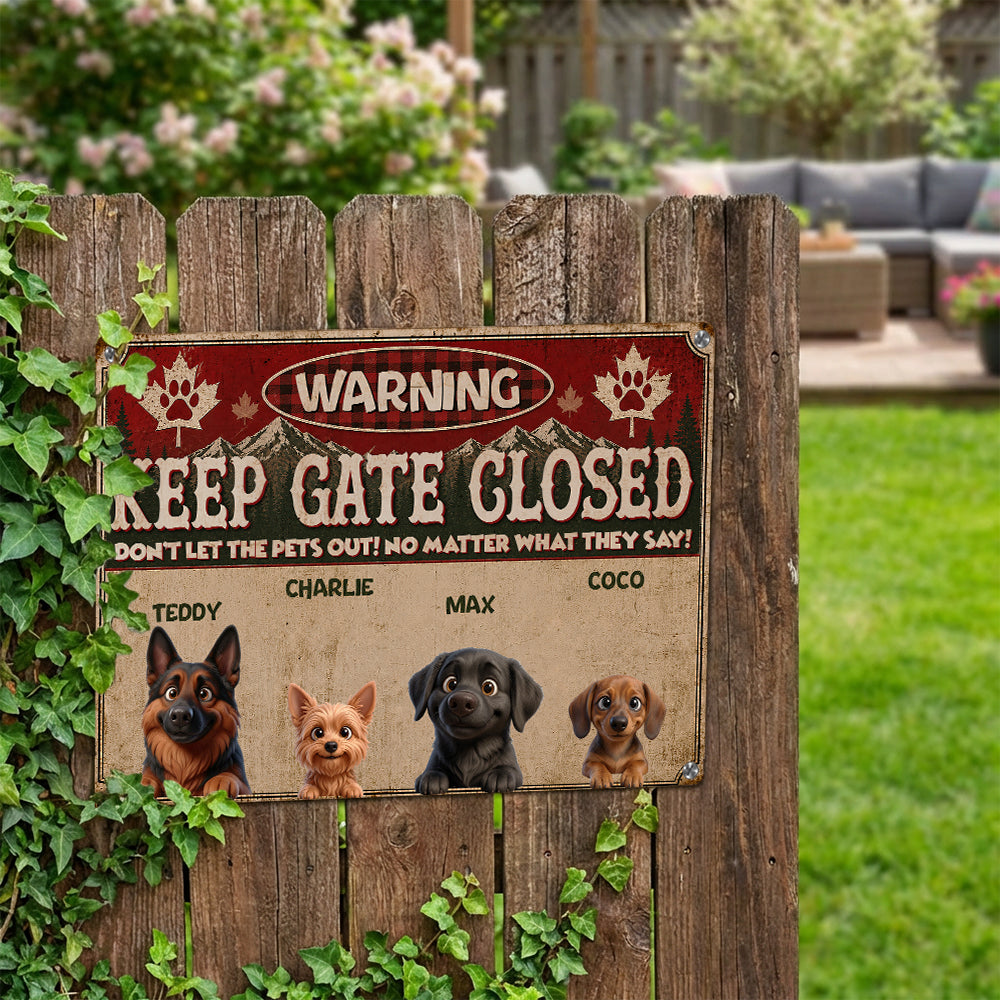 Personalized Don't Let The Pets Out Metal Sign