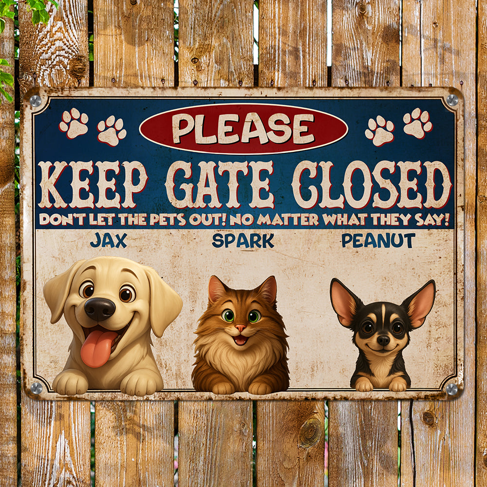 Personalized Metal Sign - Entrance Decoration - Pets Metal Sign - Up to 6 Pets