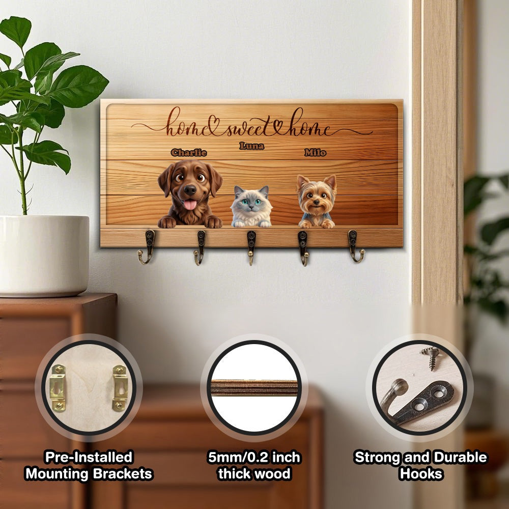 Personalized Key Holder with Peeking Pets - Keyholder - Personalized Gift - Up to 6 Pets