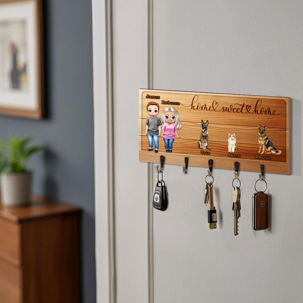 Porte-clés personnalisé avec personnages et animaux - Porte-clés - Cadeau familial personnalisé - Jusqu'à 5 animaux