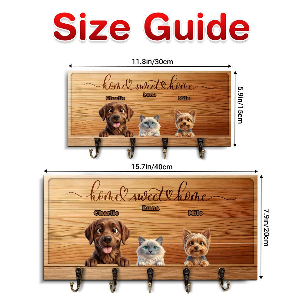 Personalized Key Holder with Peeking Pets - Keyholder - Personalized Gift - Up to 6 Pets