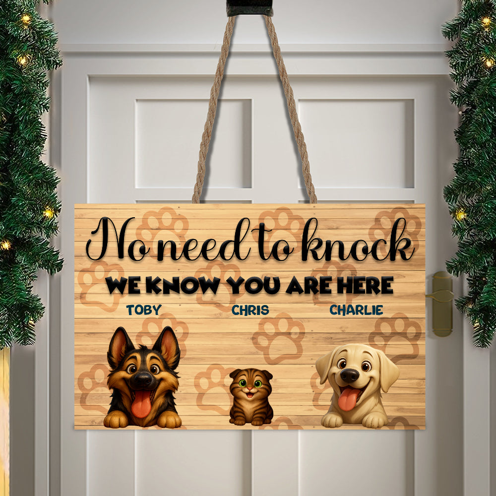 Plaque de porte rectangulaire personnalisée - Pas besoin de frapper - Jusqu'à 6 chats et/ou chiens