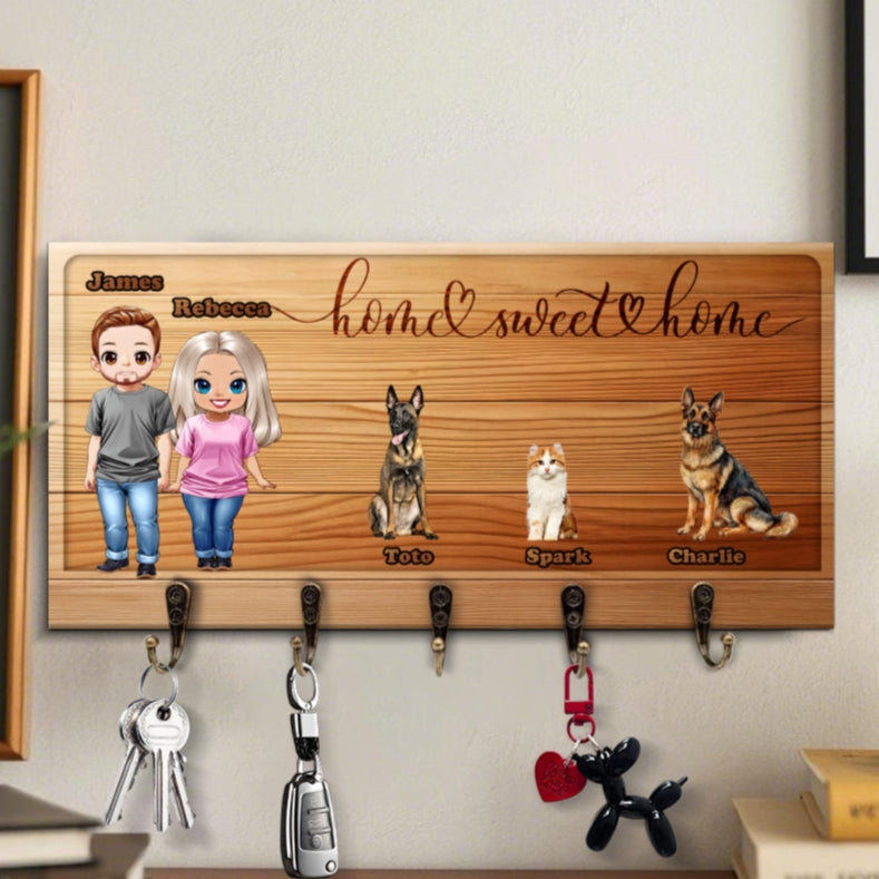 Porte-clés personnalisé avec personnages et animaux - Porte-clés - Cadeau familial personnalisé - Jusqu'à 5 animaux