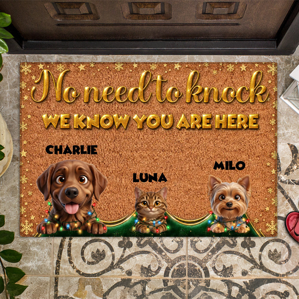 Personalized Pet Doormat – Golden Christmas Lights – photo 2
