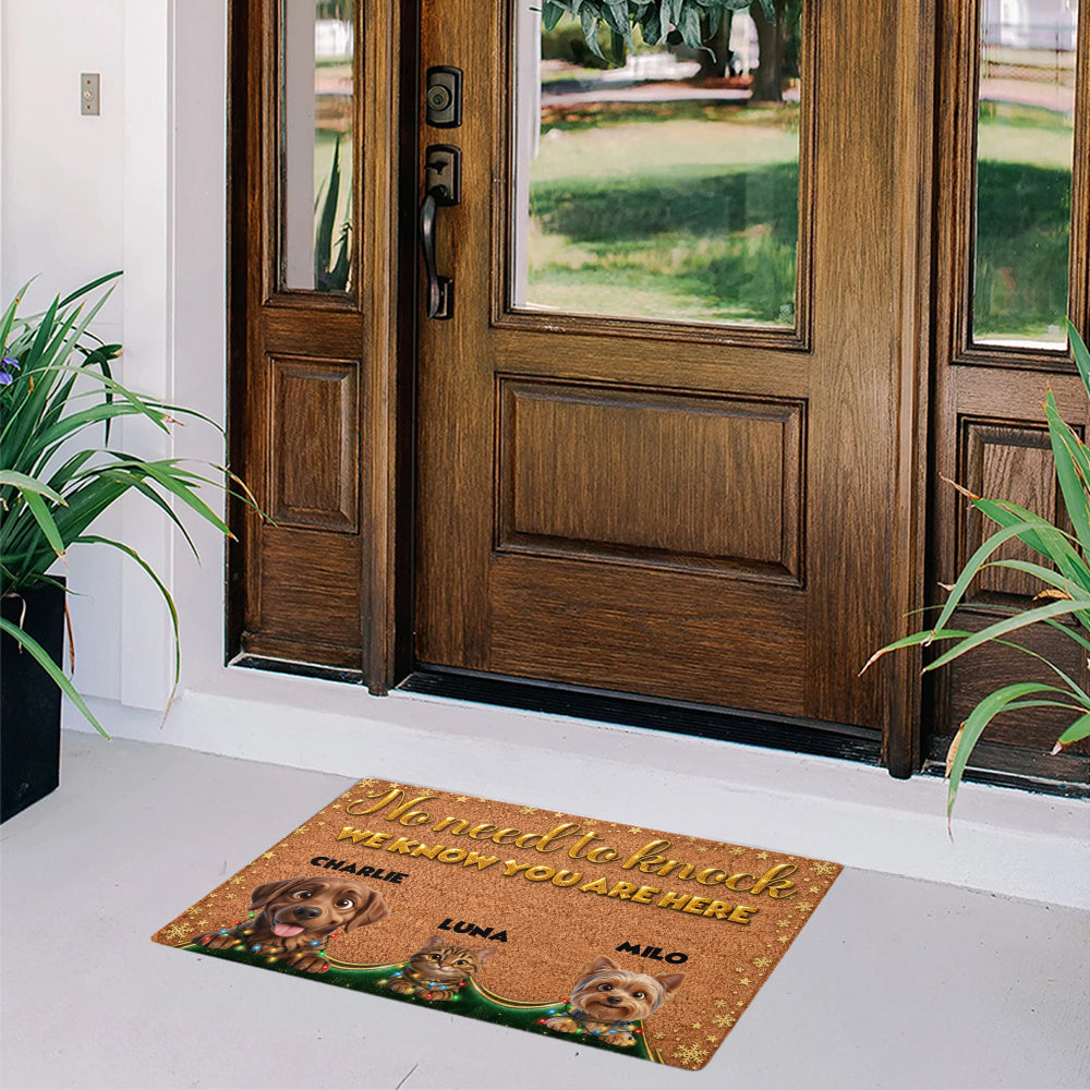 Personalized Pet Doormat – Golden Christmas Lights – photo 5
