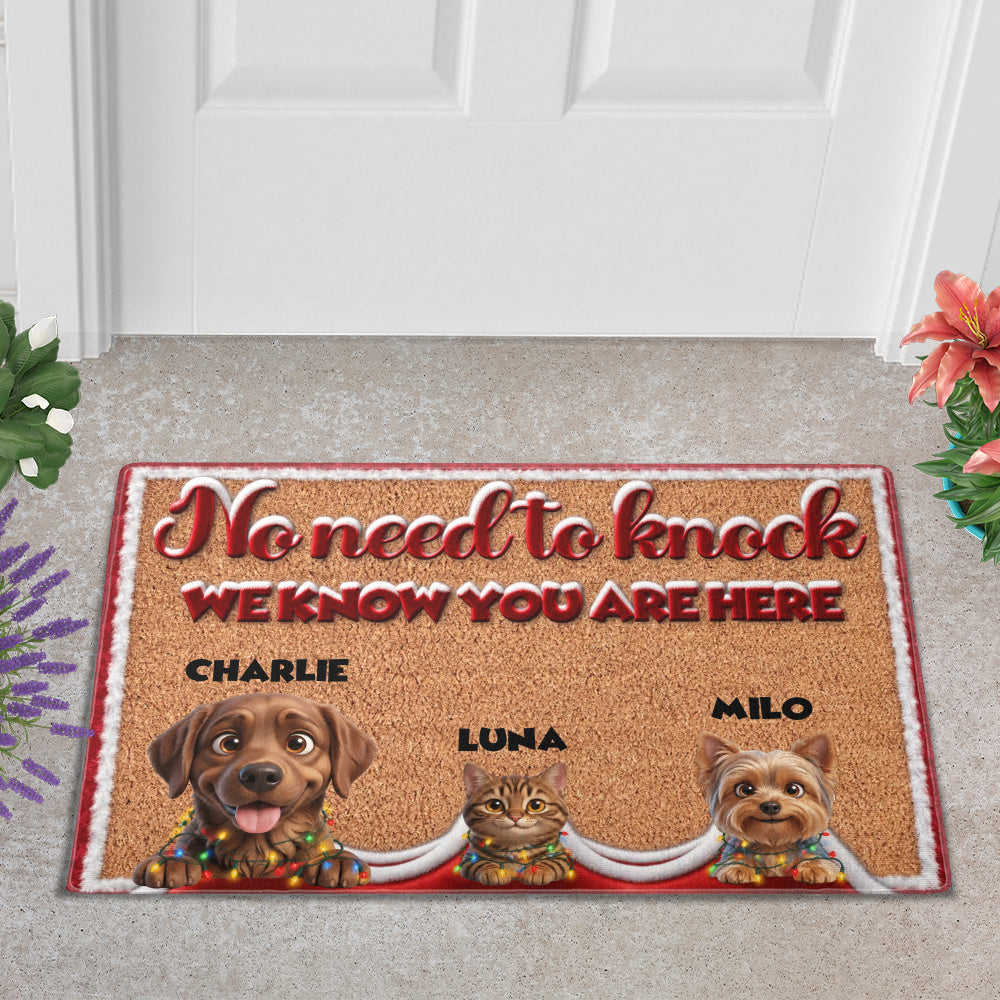 Personalized Pet Doormat – Christmas Lights Trio