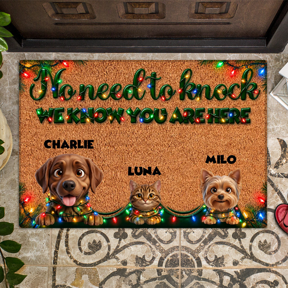 Personalized Pet Doormat – Christmas Lights Dogs and Cat – photo 2