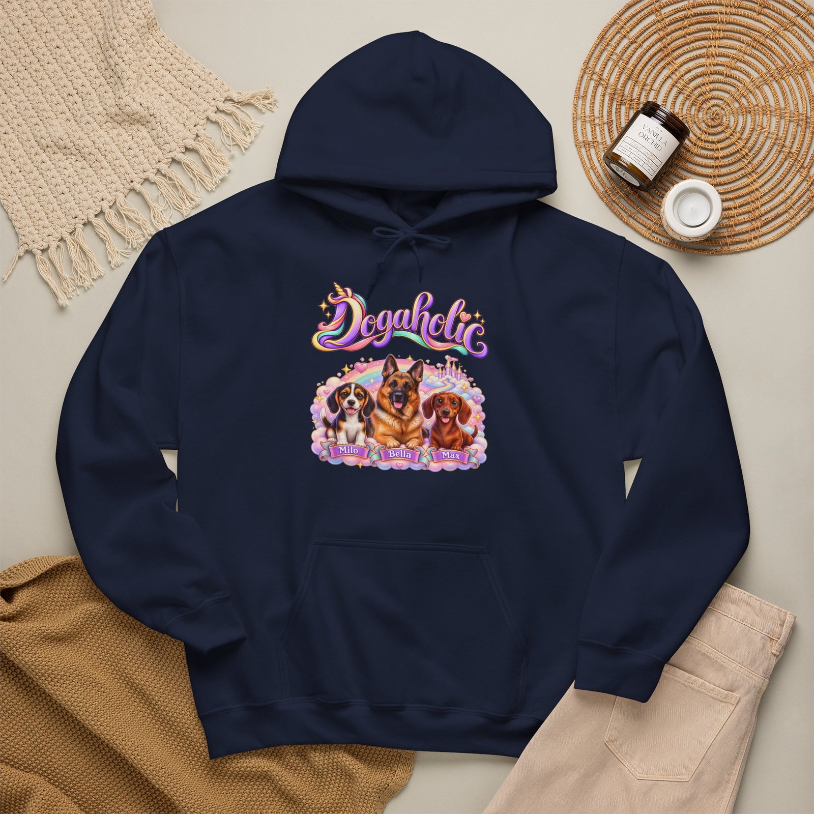 Personalized Dog Hoodie – Dogaholic Pastel Rainbow – photo 2