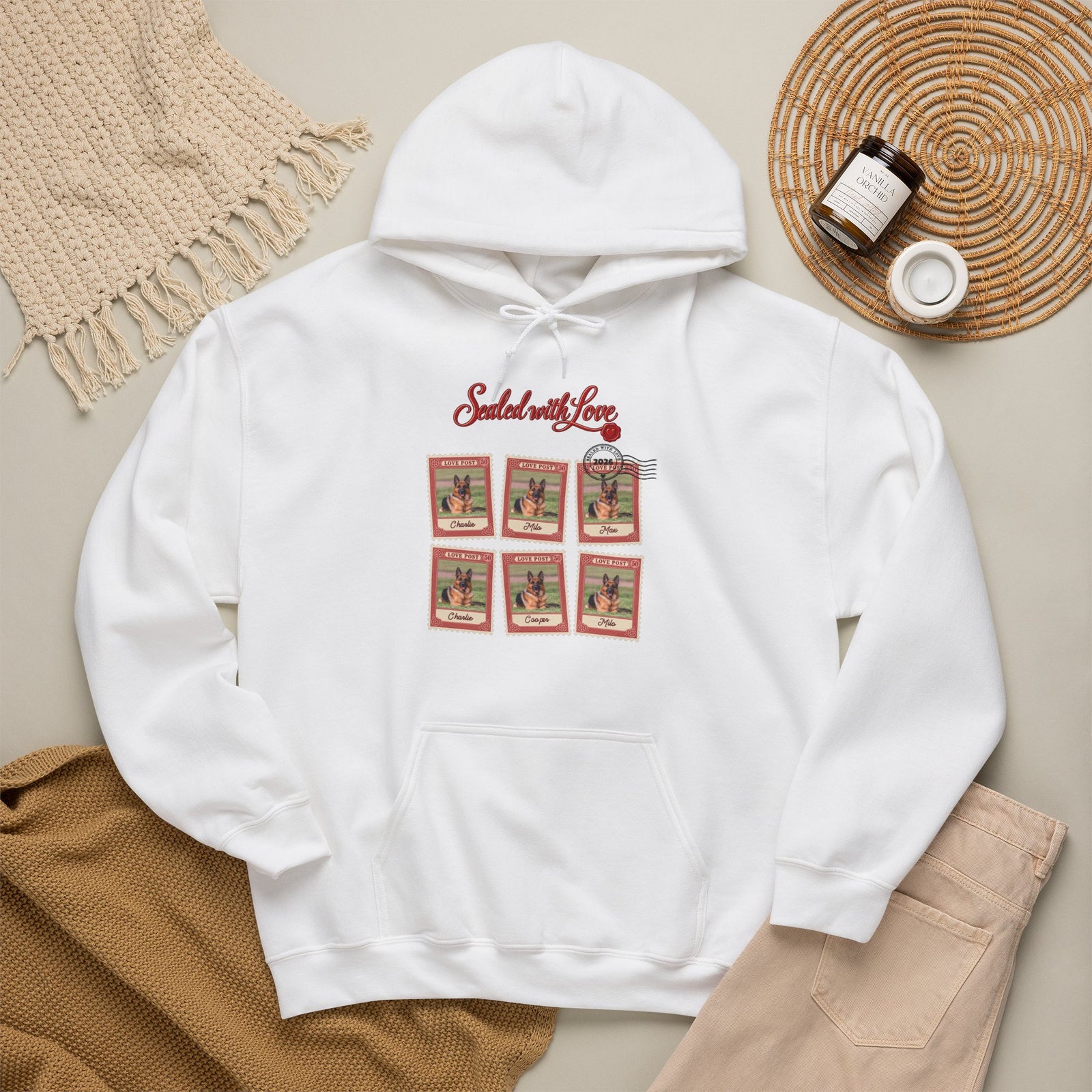 Personalized Dog Hoodie – Love Post Pet Name Stamps – Foto 8
