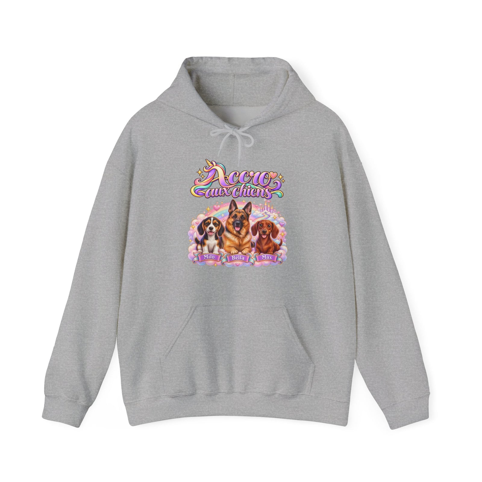 Sweat à capuche chien personnalisé – Licorne arc-en-ciel – photo 4
