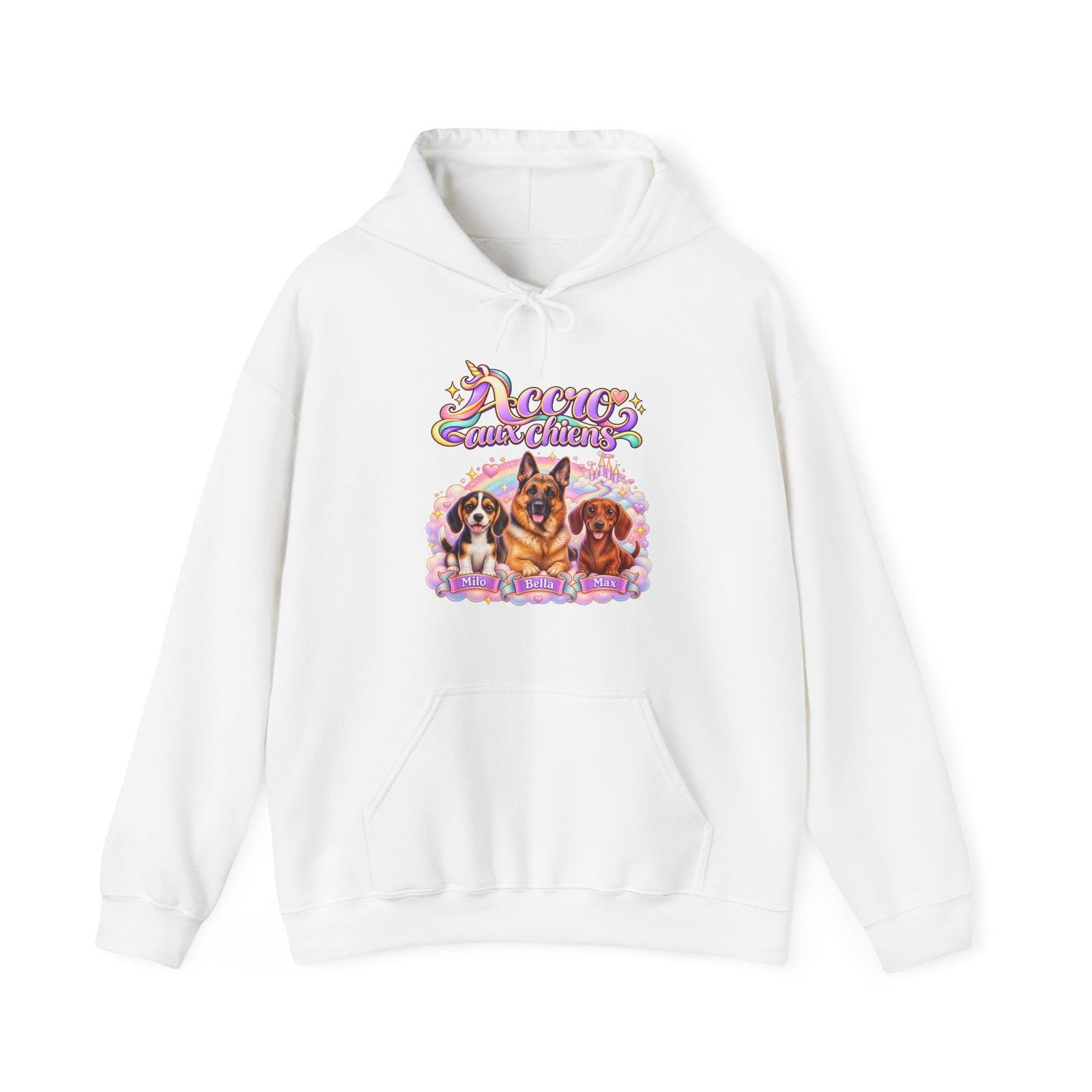 Sweat à capuche chien personnalisé – Licorne arc-en-ciel – photo 7