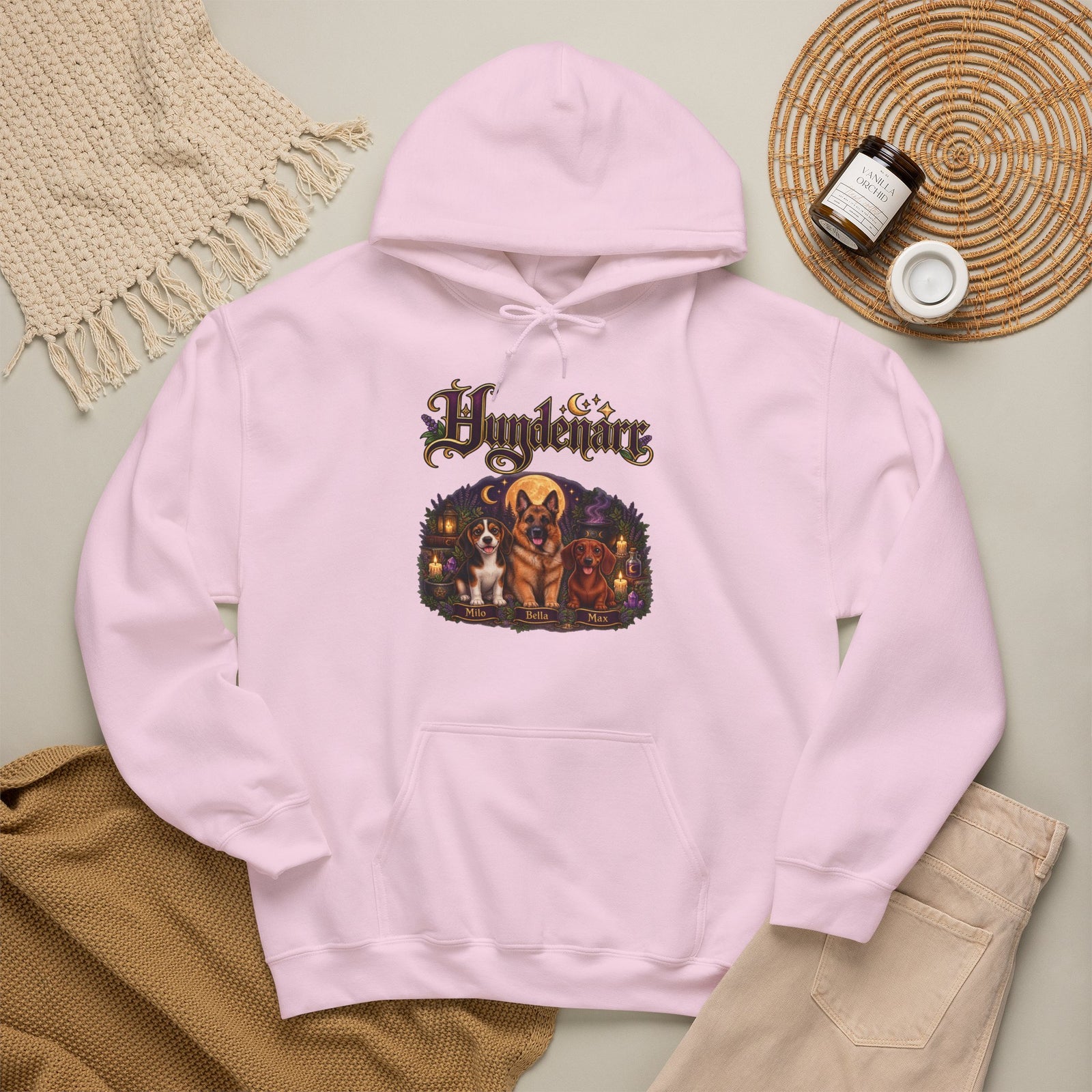 Personalisierter Hoodie mit Hunden – Hundenarr Hexen-Mondnacht – Foto 17