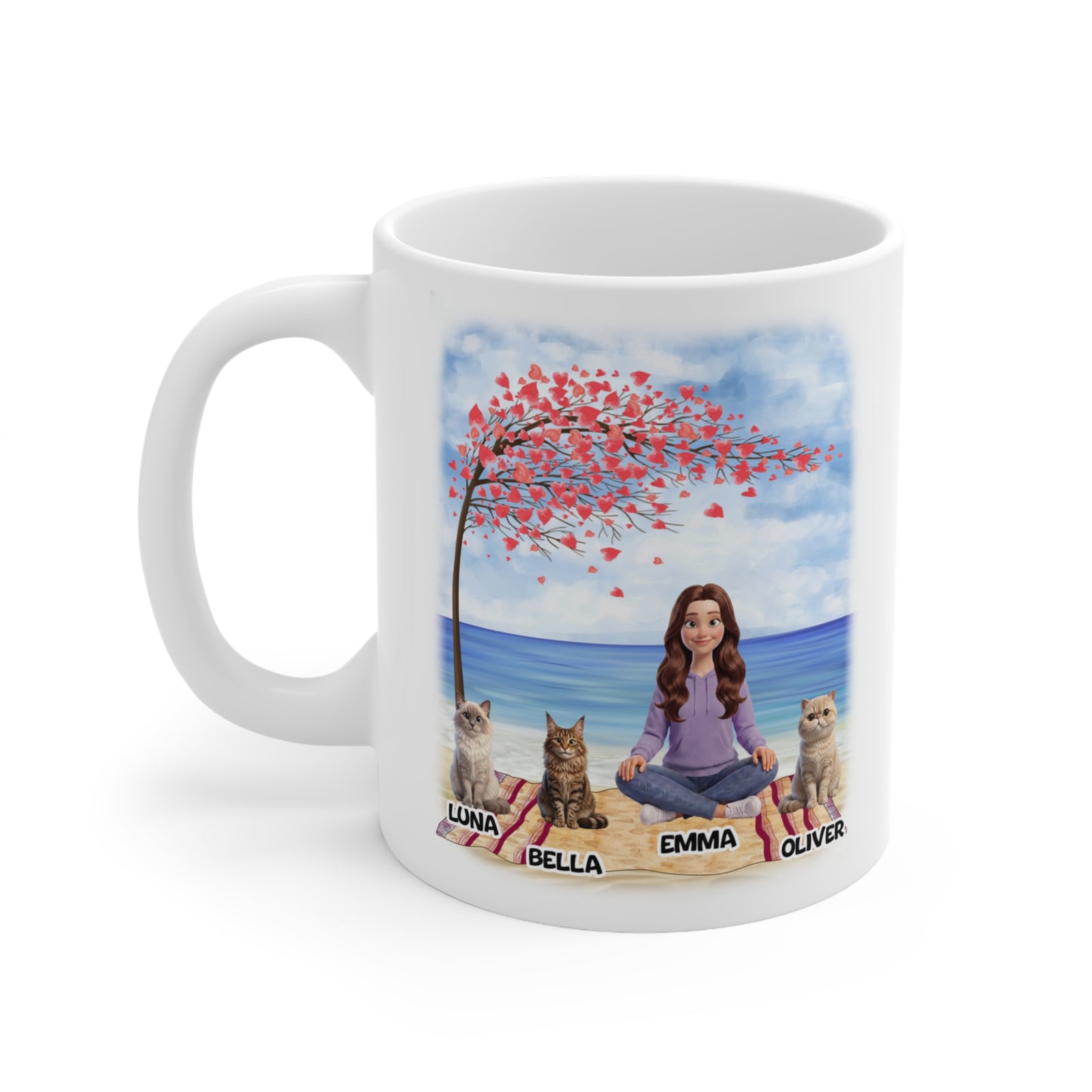 Personalised Cat Mug – Heart Tree Beach