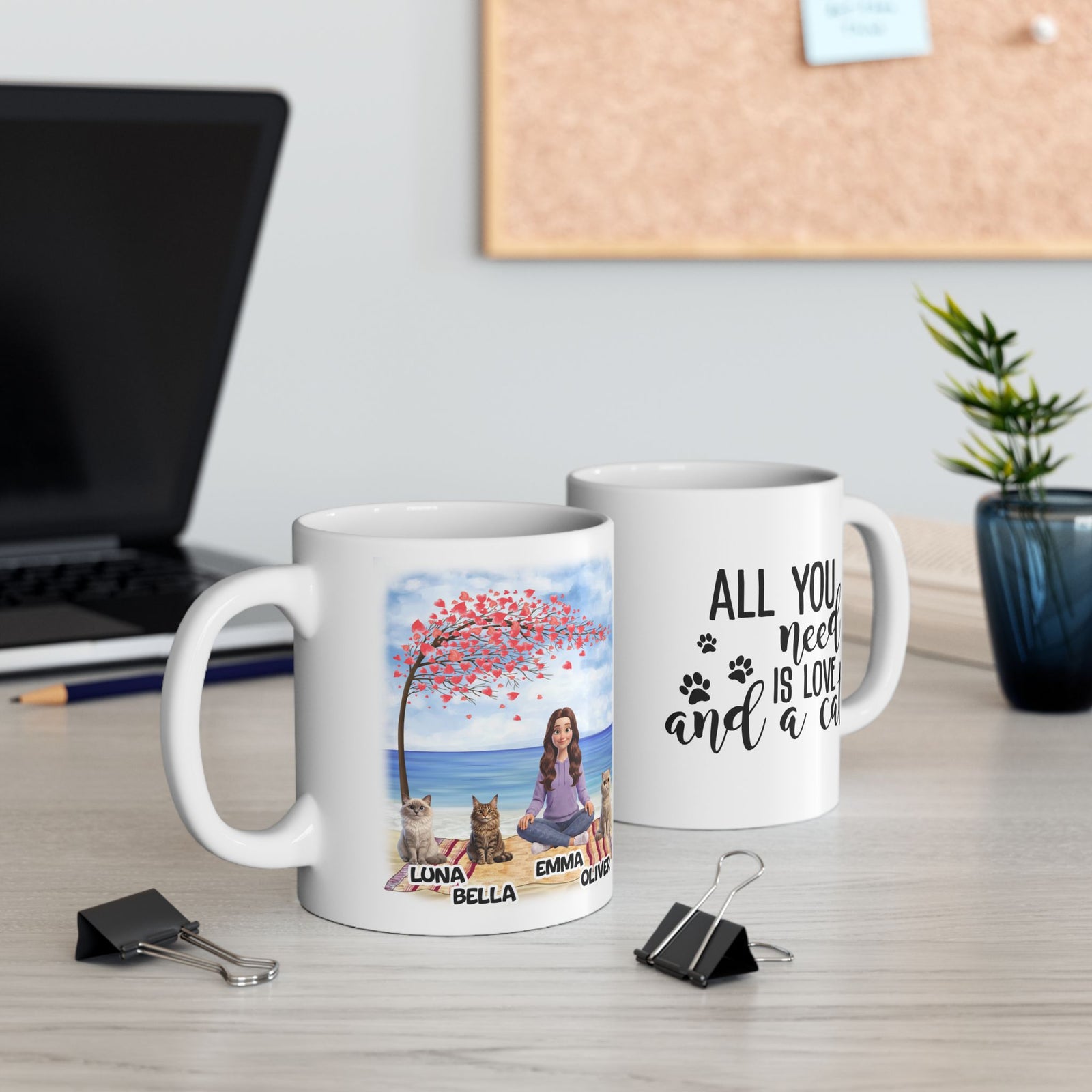 Tasse « Maman Chat » - Tasse personnalisée « Maman Chat » - Jusqu'à 6 chats – photo 3