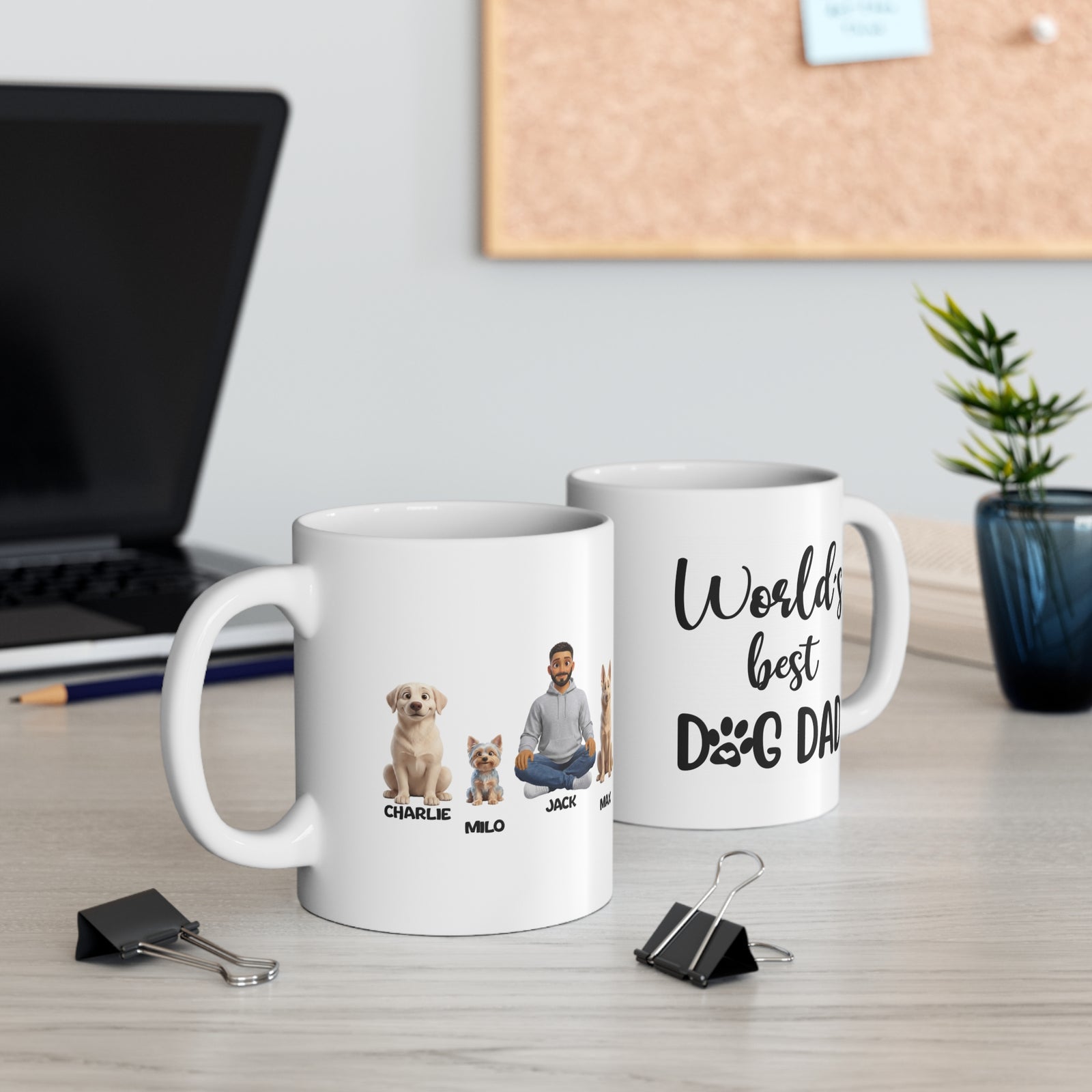 Personalised Dad Mug – Man with Three Dogs – photo 3
