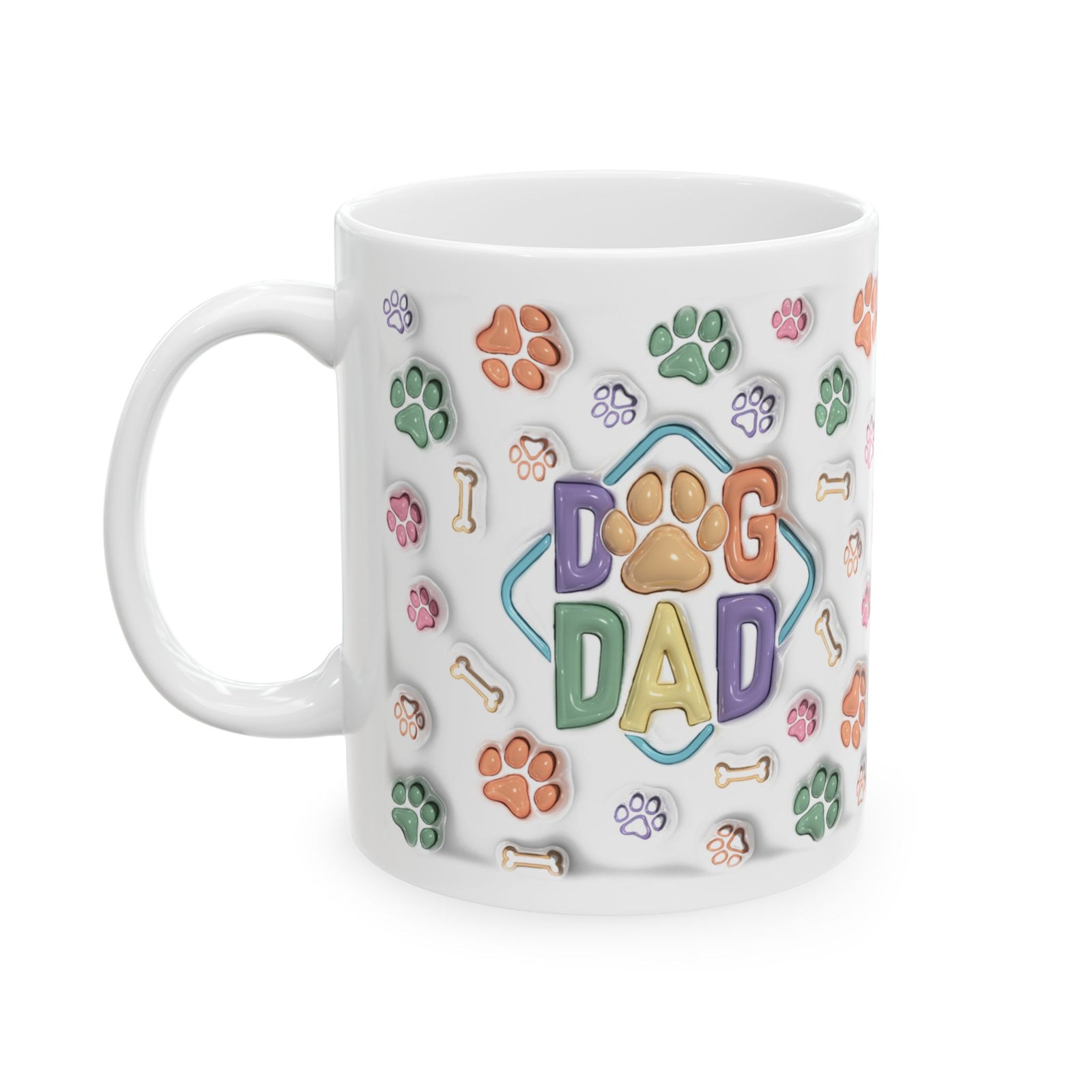 Dog Dad Mug - 3D Inflated Effect - Personalized Dog Dad Mug with Up To 6 Dogs