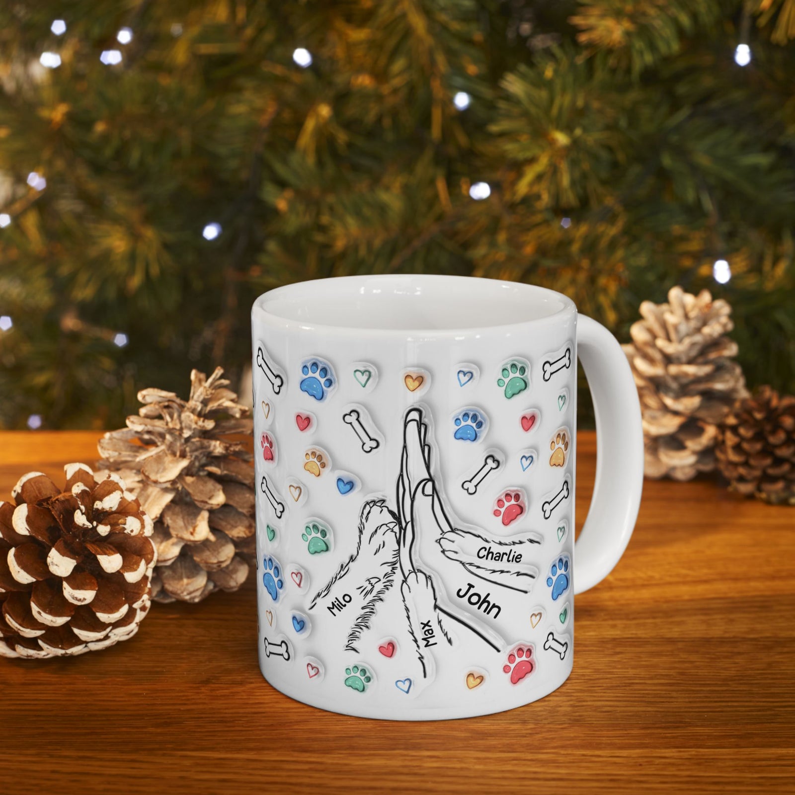 Dog Dad Tasse - 3D-Aufblaseffekt - Personalisierte Dog Dad Tasse mit bis zu 6 Hunden – Foto 6