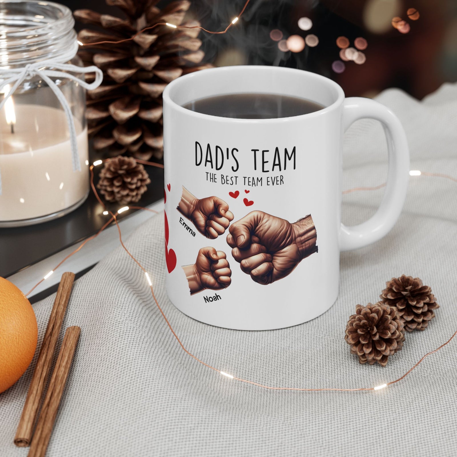 Papa-Tasse – Papas Team-Tasse – Personalisiertes Vatertagsgeschenk – Bis zu 6 Kinder – Foto 5