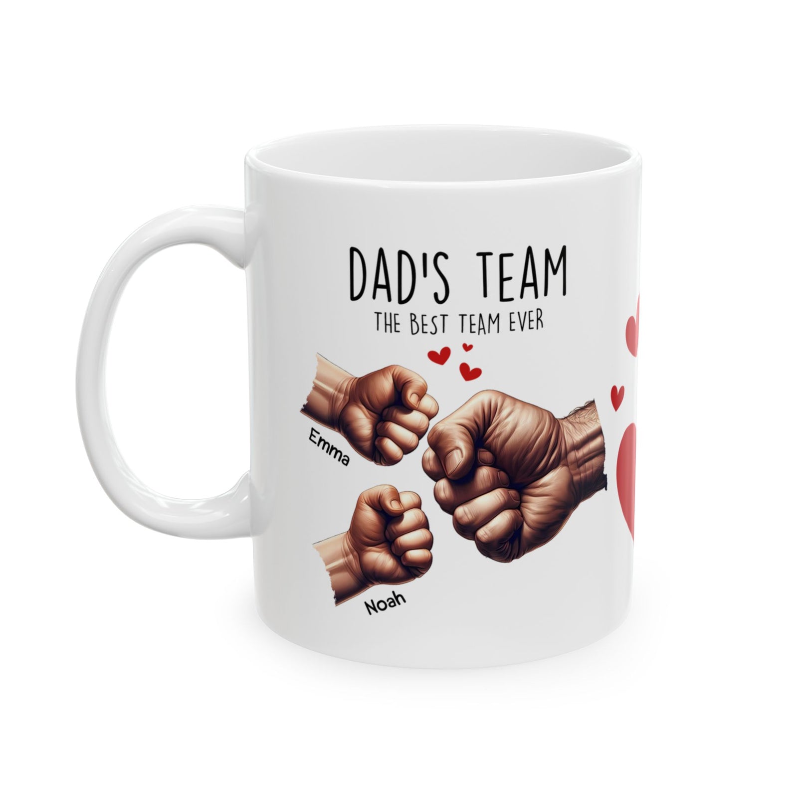 Papa-Tasse – Papas Team-Tasse – Personalisiertes Vatertagsgeschenk – Bis zu 6 Kinder
