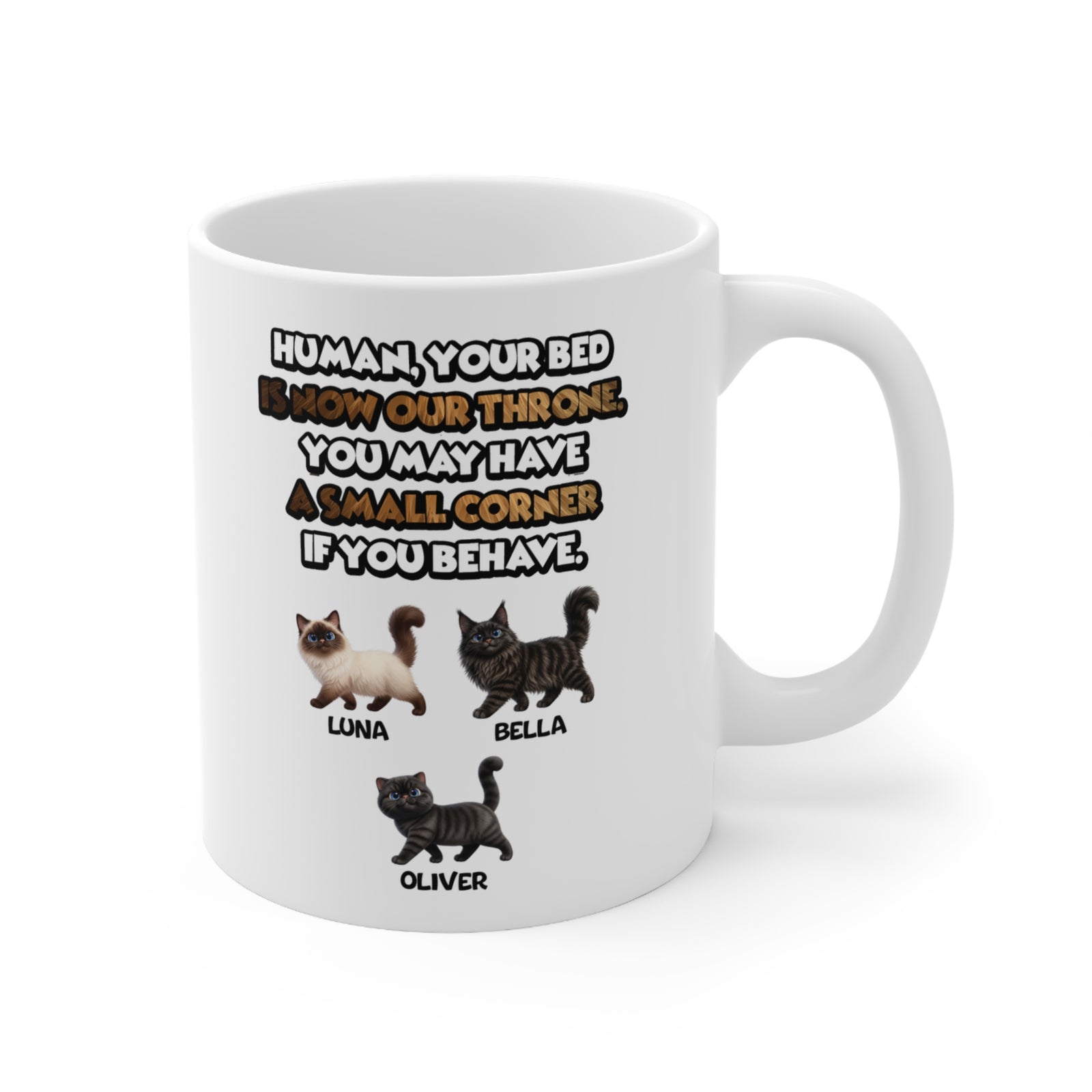 Personalised Cat Mug – Funny Bed Throne Quote – photo 2