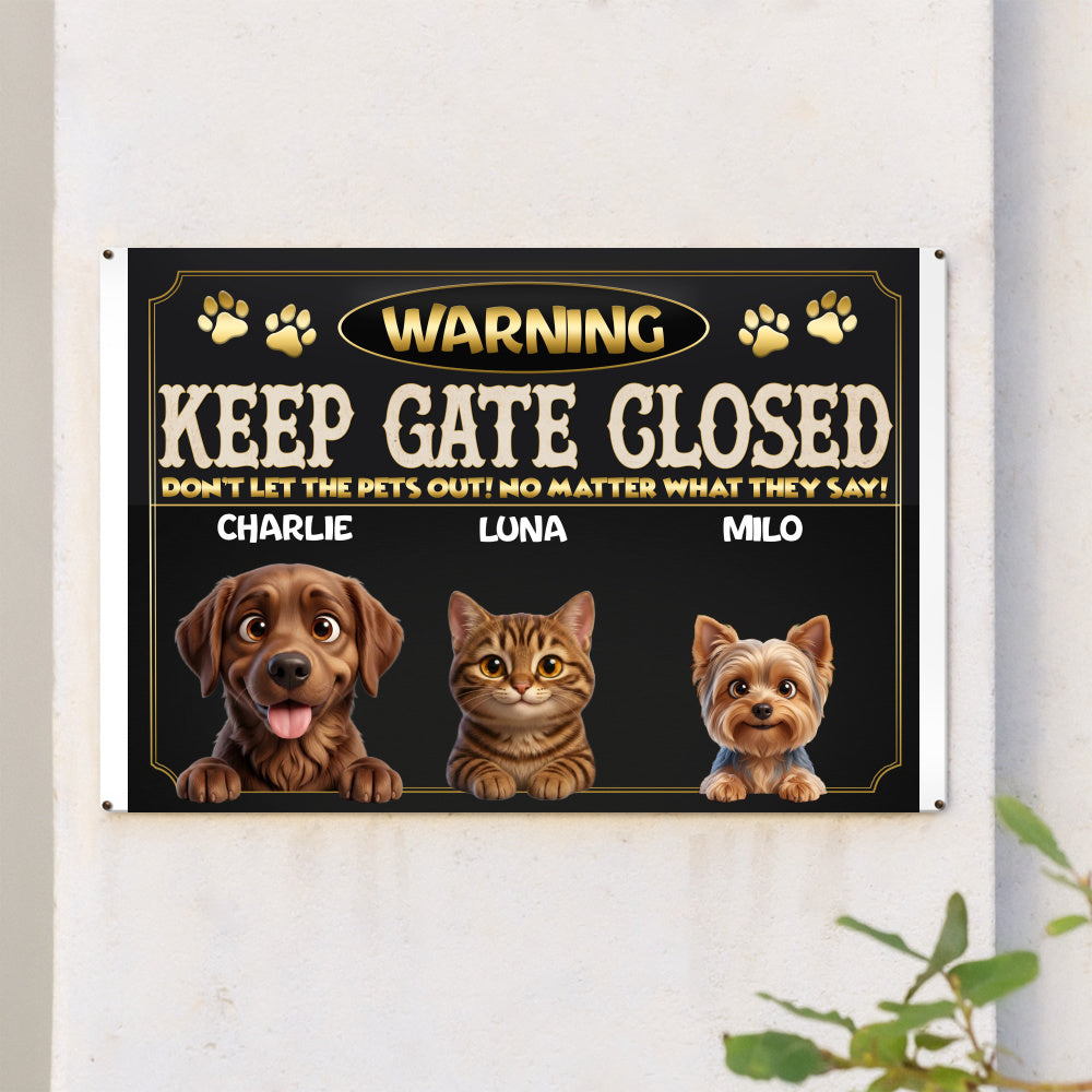 Personalized Dog Metal Sign – Warning Keep Gate Closed – photo 5