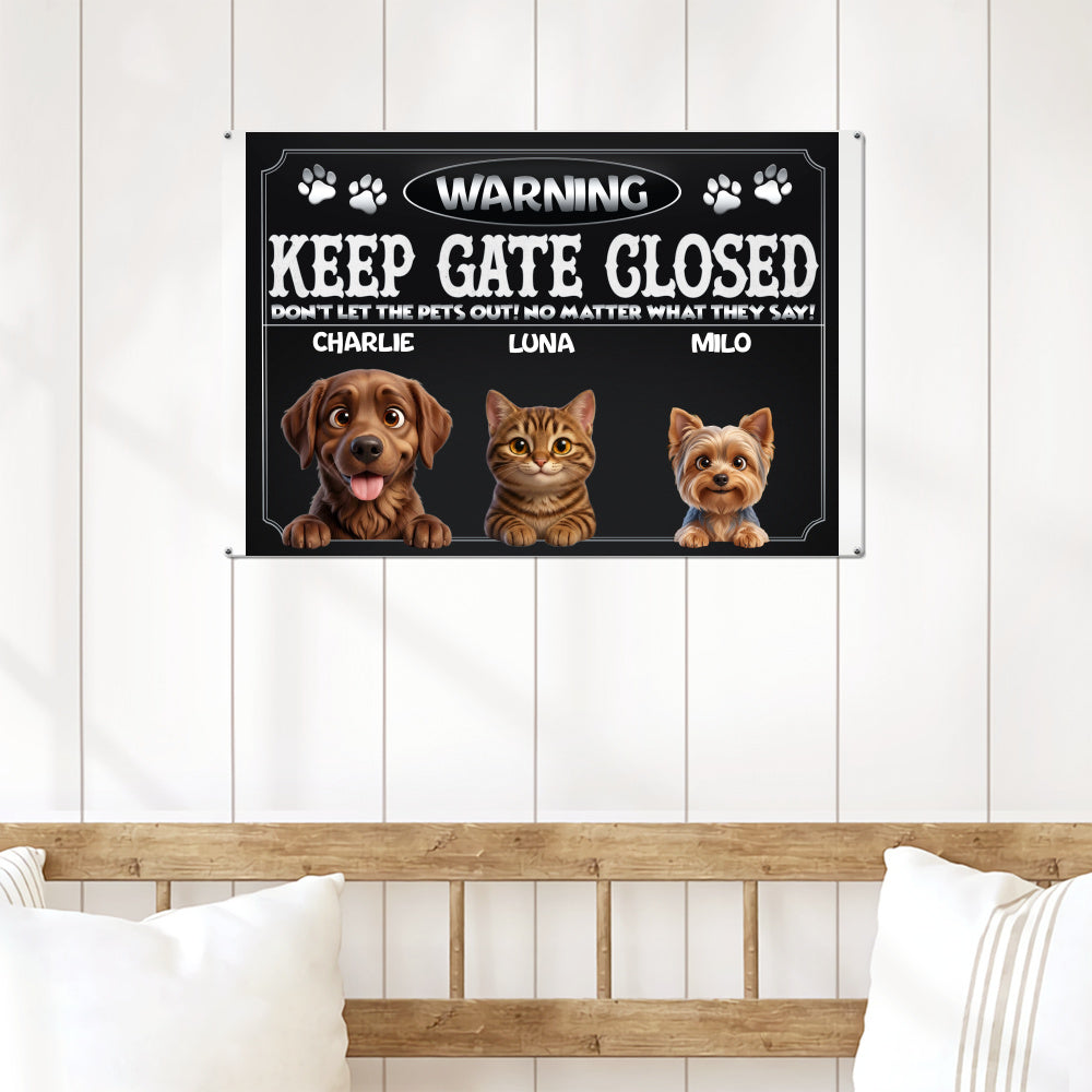 Personalized Dog Metal Sign – Keep Gate Closed Pets – photo 6