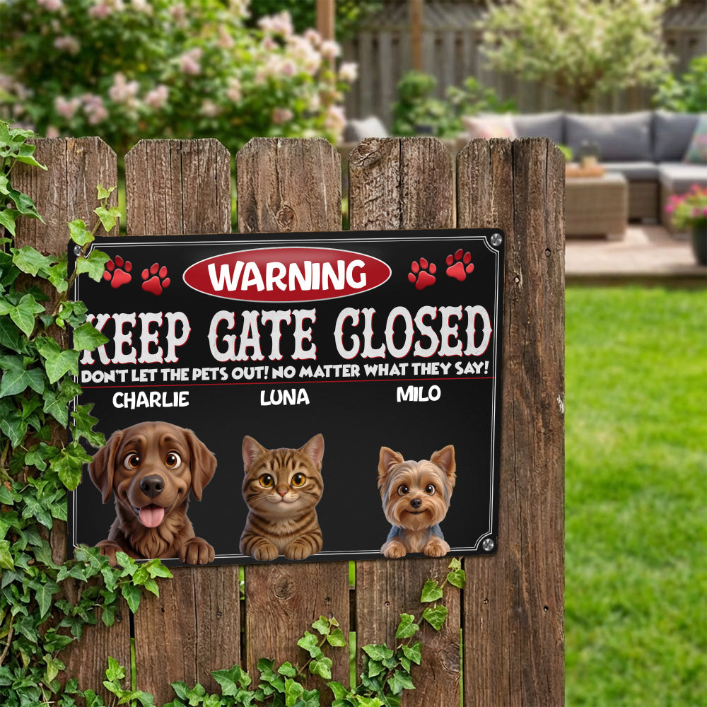 Personalized Dog Metal Sign – Pets Gate Warning – photo 2