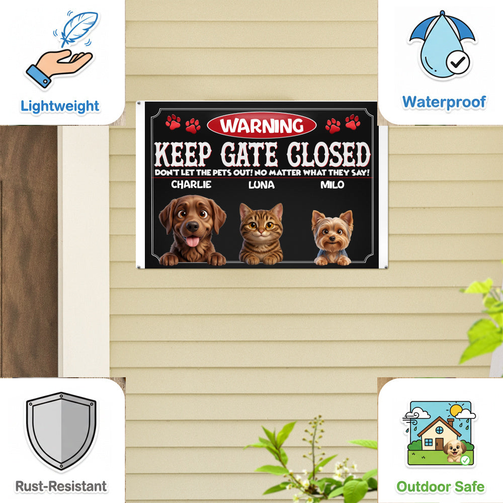 Personalized Dog Metal Sign – Pets Gate Warning – photo 8
