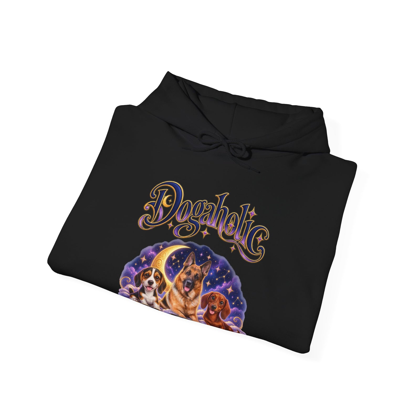 Personalized Graphic Tee – Dogaholic Celestial Dogs – Hoodie Black