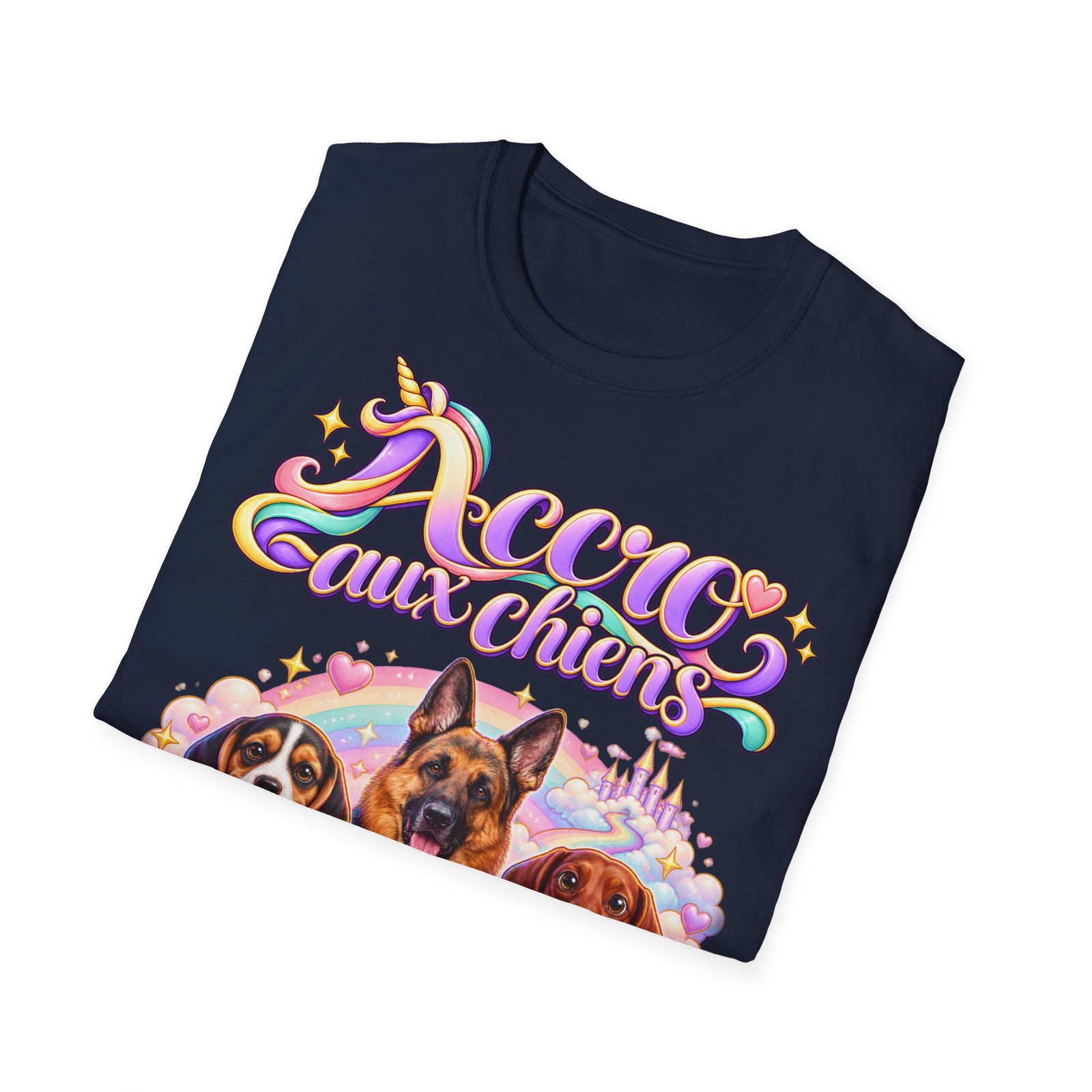 Tee shirt personnalisé – Chiens licorne arc-en-ciel – photo 3